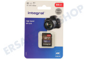 Integral  INSDX64G-100V30 Hochgeschwindigkeits-SD-Karte 64 GB 100 MB/S SDHC/XC V30 UHS-I U3 geeignet für u.a. 64 GB, 4K, UHS-I, Klasse-1-Spezifikation
