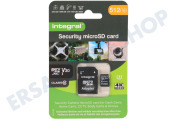 Integral  INMSDX512G10-SEC 512 GB Security-Micro-SD 4K V30 UHS-1U3 A1 Klasse 10 geeignet für u.a. Dash Cam und Überwachungskamera