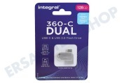 Integral INFD128GB360CDL3.0  360-C Dual- C und USB3.0-Flash-Speicherstick 128GB geeignet für u.a. USB-C- und USB3.0-Flash-Speicherstick