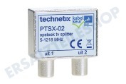 Technetix  11200802 Coax Aufsteck-Verteiler PTSX-02 geeignet für u.a. 4K Ultra HD, Ziggo geeignet