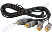 Universell CCAP-4P3R-1.5M  Klinken-stecker - Cinch kabel geeignet für Universeel Composite, Klinke 3,5 mm 4P-Stereo-Stecker – 3x Tulip-Cinch-Stecker geeignet für u.a. 1,5 Meter