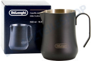 DeLonghi AS00006520  DLSC082 Milchschäumkännchen Schwarz, 500 ml geeignet für u.a. Cappuccino, Caffe Latte, Latte Macchiato, 500 ml