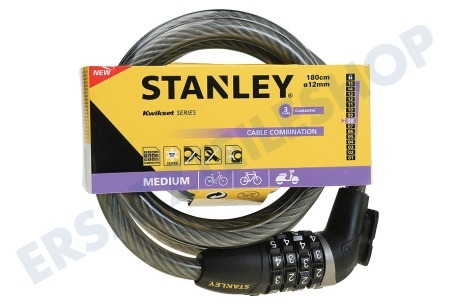 Stanley  S755-204 Stanley Fahrradkabel Kombinationsschloss 180cm Durchmesser 12mm