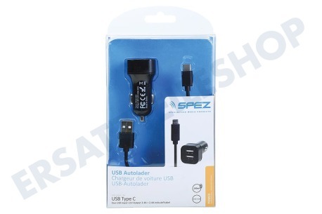 Spez  Duo USB Input 12V Output 2.4A + 2.4A + Kabel USB Type C
