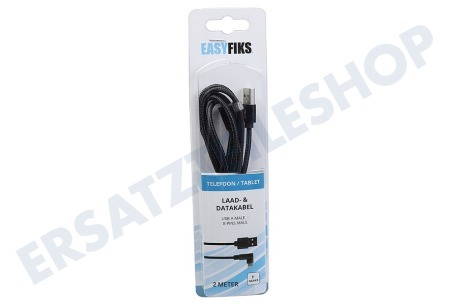 Easyfiks  8-pin USB Lade- und Datenkabel 200cm Grau / Schwarz