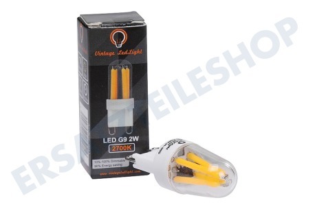 Vintage LedLight  LED G9 Filament Klar 2 Watt, 2700K Dimmbar 16x46,5mm