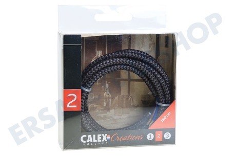 Calex  940242 Calex Textilkabel schwarz/grau, 1,5 Meter
