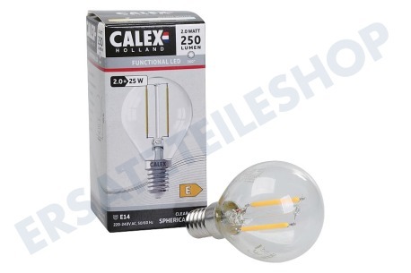 Calex  1101000800 Calex LED Vollglas Filament Kugellampe 2 Watt, 250lm E14