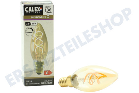 Calex  1001002900 Kerzen-LED-Lampe mit flexiblem Filament, goldfarben, E14, dimmbar