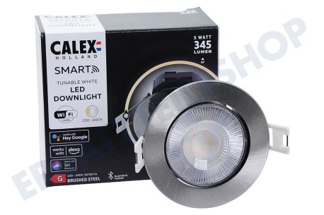 Calex  429276 Smart Wifi CCT Downlight, gebürsteter Edelstahl
