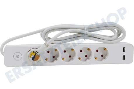 Q-Link  Steckdosenleiste 3 x 1,5 mm2 1,5 Meter 2 x USB Weiß