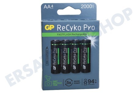 GP  LR6 ReCyko+ Pro Photoflash AA 2000 - 4 wiederaufladbare Batterien