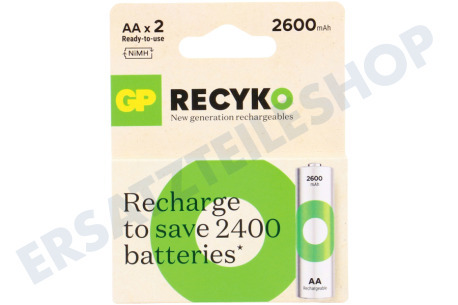 GP  LR6 ReCyko+ AA 2600 - 2 wiederaufladbare Batterien