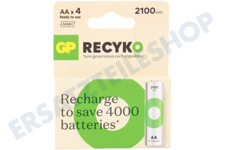 GP  LR6 ReCyko+ AA 2100 - 4 wiederaufladbare Batterien