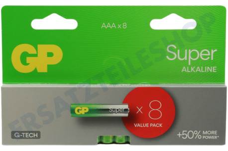 GP  LR03 AAA-Batterie GP Super Alkaline Multipack 1,5 Volt, 8 Stück