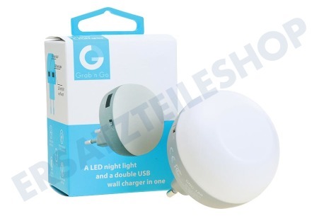 Grab 'n Go  Ladegerät LED Nachtlampe mit 2 USB Ports 2.1a