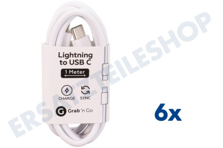 Grab 'n Go  USB Anschlusskabel Kabel Lightning auf USB C 1 Meter (nicht MFI), Weiß