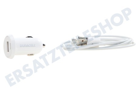 Duracell  DR5021W Single USB Auto-Ladegerät5V/2.4A + 1m  Apple Lightning Kabel