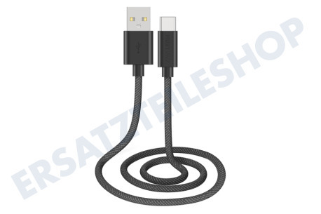 Musthavz  MHBRCABUSBAB Musthavz USB-A auf USB-C geflochtenes Kabel 1,0 Meter 3A, schwarz