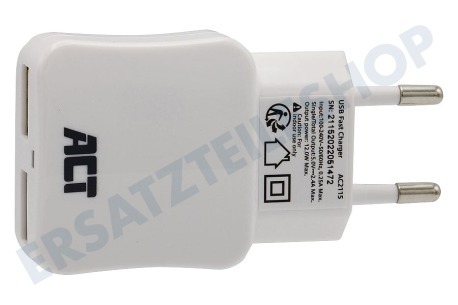 ACT  AC2115 2 Port Smart USB-Ladegerät 2.4A