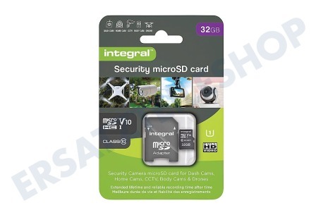 Integral  INMSDH32G10-SEC 32GB Security Micro SD 4K V30 UHS-1U3 A1 Klasse 10
