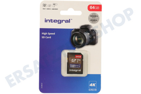 Integral  INSDX64G-100V30 Hochgeschwindigkeits-SD-Karte 64 GB 100 MB/S SDHC/XC V30 UHS-I U3