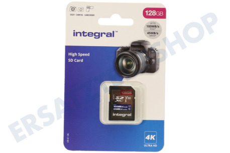 Integral  INSDX128G-100V30 Hochgeschwindigkeits-SD-Karte 128 GB 100 MB/S SDHC/XC V30 UHS-I U3