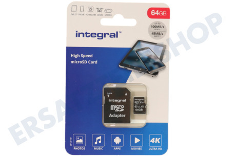 Integral  INMSDX64G-100V30 V30 Hochgeschwindigkeits-Micro-SDHC-Karte 64 GB