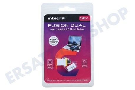 Integral  Fusion Dual-Flash-Laufwerk USB-C & USB 3.1 Gen 1 128 GB