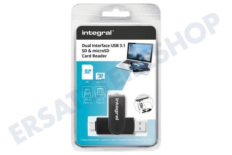 Integral  INCRUSB3.0ACSDMSD Dual Interface USB 3.1 SD- und microSD-Kartenleser