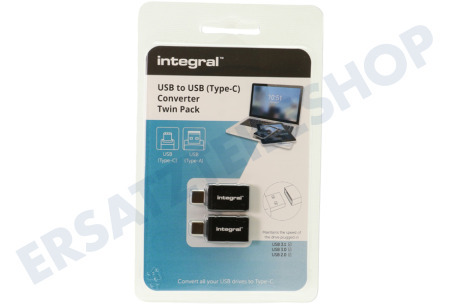 Integral  INADUSB3.0ATOCTW USB -> USB-Typ-C-Konverter, Doppelpack