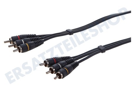 Easyfiks  Cinch Kabel 3x RCA Male-3x RCA Male, 2.5 meter, vergoldet
