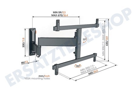Vogel's  TVM3665 Schwenkbare OLED TV-Halterung 40 - 77 Zoll