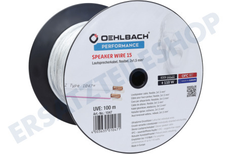 Oehlbach  D1C1047 Performance-Lautsprecherkabel 2 x 1,5 mm weiß