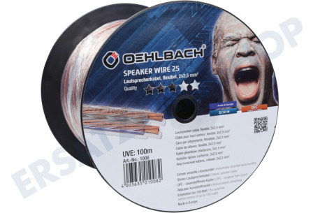 Oehlbach  D1C1008 Performance-Lautsprecherkabel 2 x 2,5 mm transparent