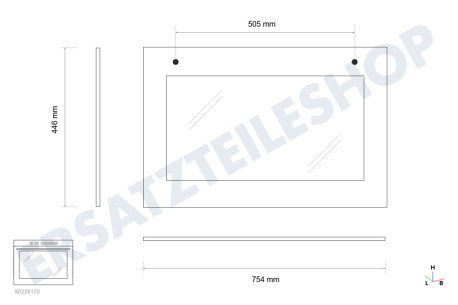 Ariston Ofen-Mikrowelle 193157, C00193157 Glasplatte Backofen-Türglas 754x446