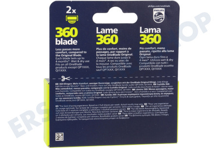 Philips  QP420/50 Scherblatt OneBlade 360, 2er-Pack