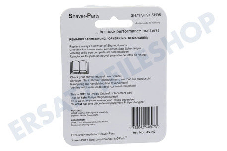 NewSPeak  SH98/SH71 Rasierer S9000 Prestige Scherköpfe