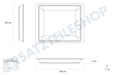 Whirlpool Ofen-Mikrowelle Tropfschale Glass -35,5 x 32cm-
